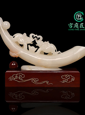 天然玉石象牙装饰品摆件