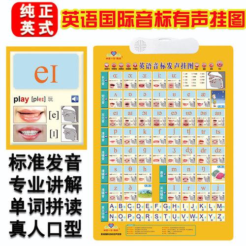 初一英语学习神器国际音标发音有声挂图零基础26字母48个音标入门 - 图0