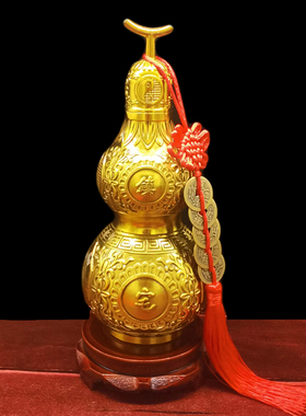 开口铜葫芦五帝钱挂件家居摆件