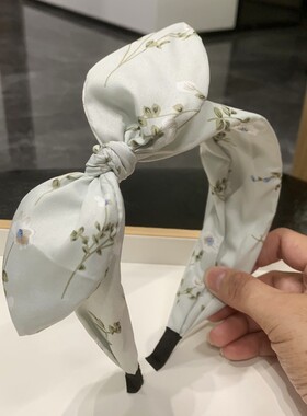 简约发饰韩国甜美碎花蝴蝶结发箍宽边兔耳头箍压发女士小清新发卡