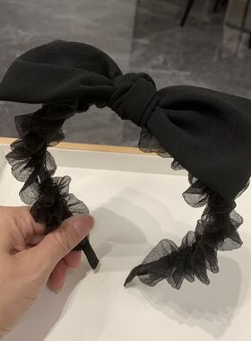 蕾丝蝴蝶结蕾丝发箍赫本风