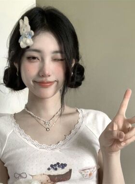 日韩毛绒小兔子可爱发夹甜美卡通刘海侧边毛毛发卡学生儿童发饰女