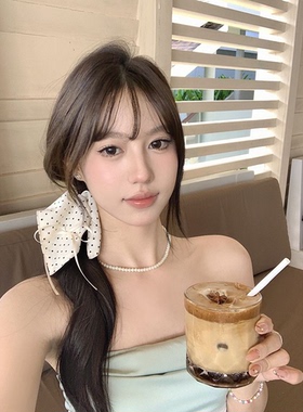 复古法式白色发饰方巾肥肠发圈女韩系黑色波点蝴蝶结发圈发绳头饰
