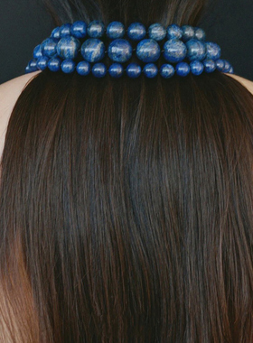 天然青金石项链锁骨链925银