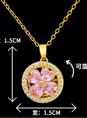 铜镀真金吊坠轻奢满钻圆环爱心锆石项链简约百搭感配饰工厂价