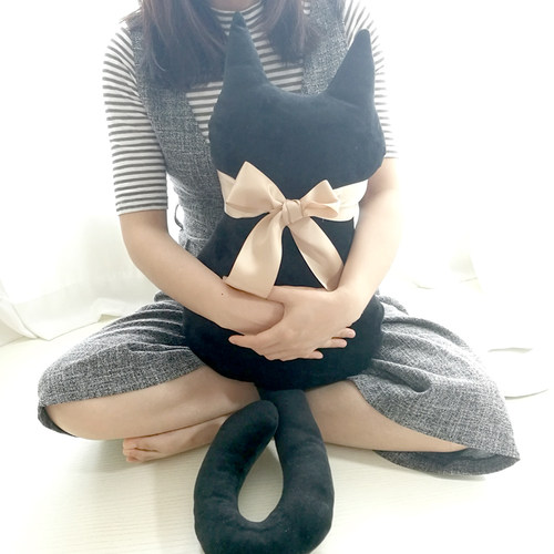 蝴蝶结猫咪抱枕毛绒玩具公仔安抚玩偶家居靠垫靠枕卧室沙发装饰 - 图0