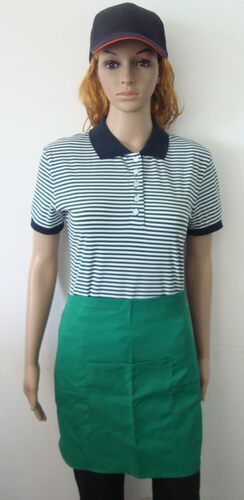 餐饮店服务员工作服t恤夏短袖条纹肯德基快餐汉堡店制服女印LOG0 - 图0