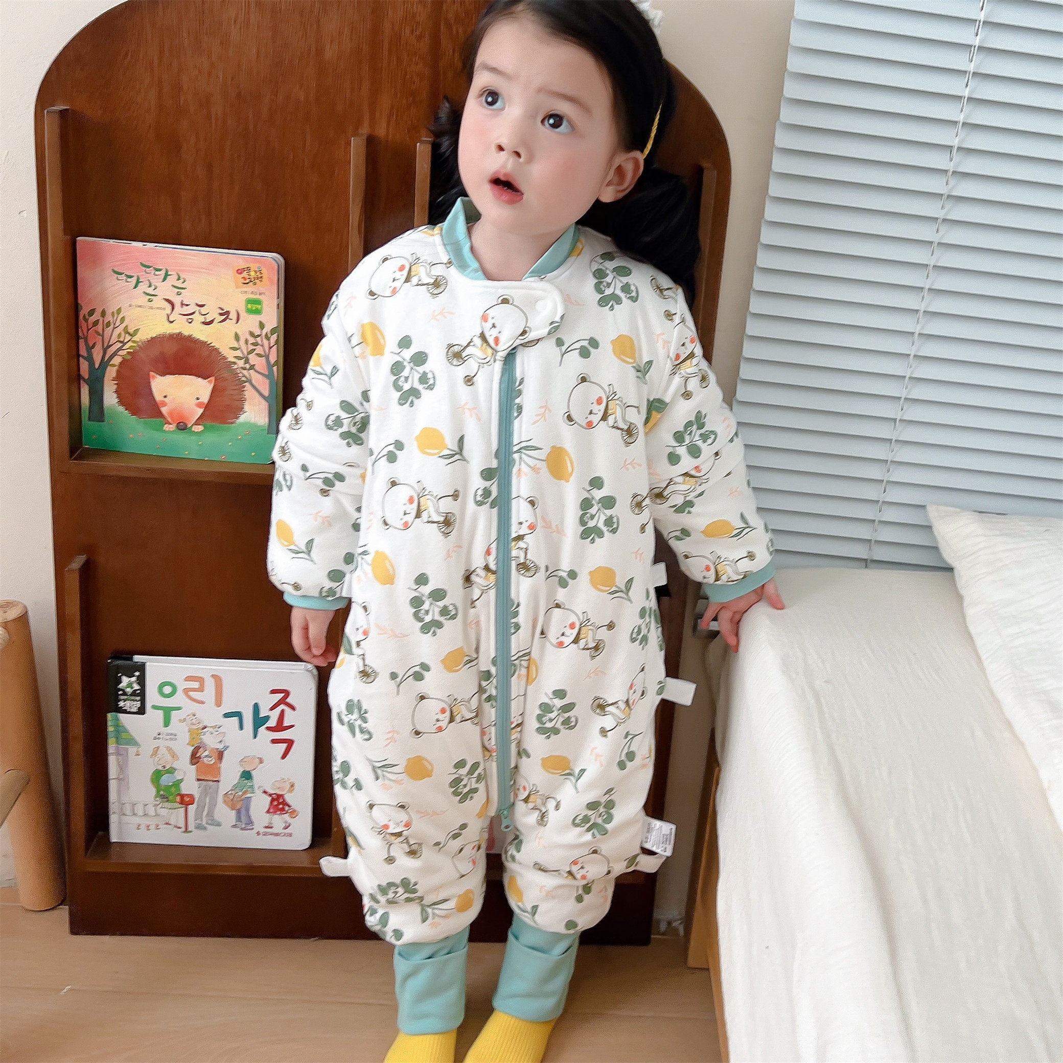 儿童秋冬分腿睡袋宝宝恒温夹棉加厚防踢被双层纯棉婴幼儿连体拆袖,淘宝优惠券,粉丝福利购,淘宝优惠卷