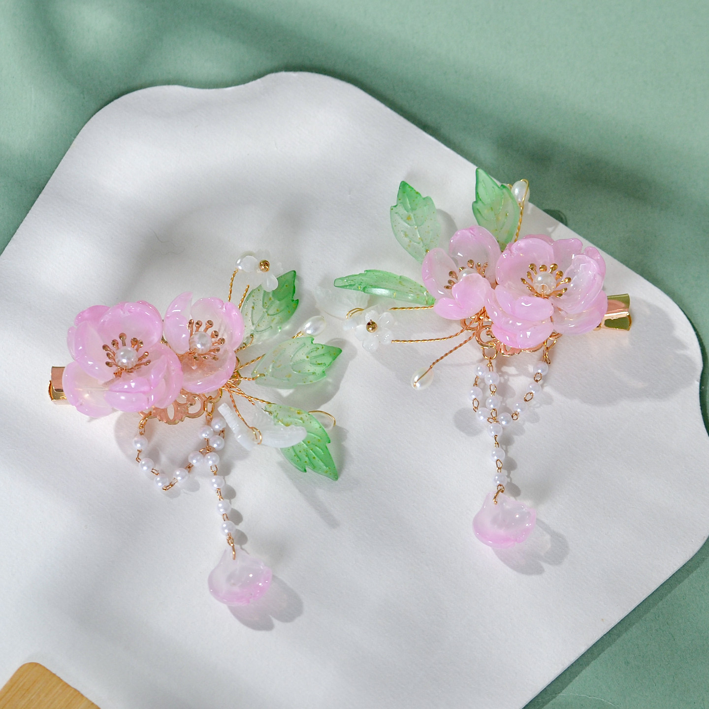 古风发饰粉色花朵发夹儿童清新甜美对夹超仙古装琉璃跳舞汉服头饰,淘宝优惠券,粉丝福利购,淘宝优惠卷