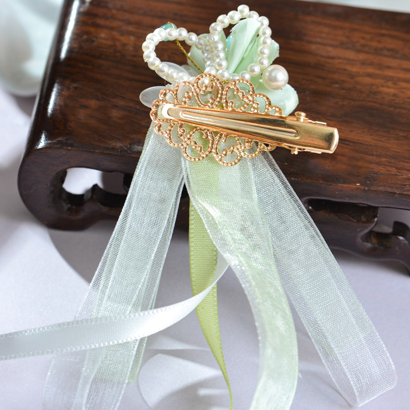 汉服绢花儿童头饰古风发饰宝宝头发卡国风绿色飘带发夹女童配饰品,淘宝优惠券,粉丝福利购,淘宝优惠卷