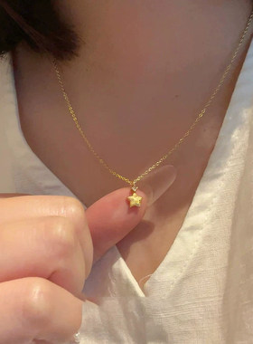 拉丝星星吊坠项链轻奢小众