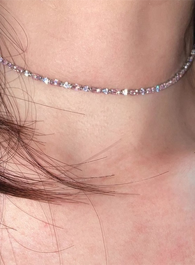精致粉色仿锆石项链高级感轻奢小众气质锁骨链2026新款choker颈链