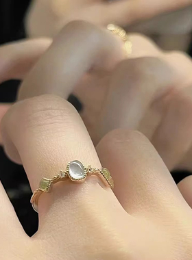 海宝蓝玉髓戒指精致小众