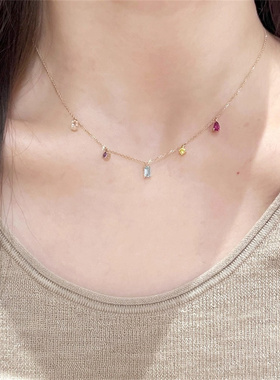 彩色锆石项链多巴胺超闪