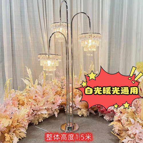 新款婚礼婚庆道具欧式铁艺电镀水晶吊灯水晶冰条路引布置装饰摆件 - 图0