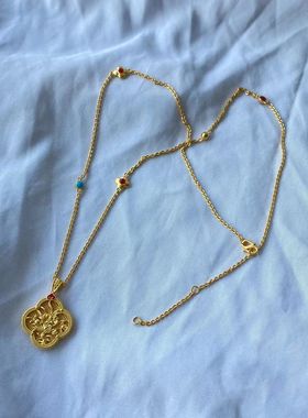 新中式古法烧蓝链条项链项链