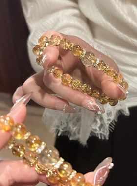 新中式黄水晶手链女招米小能手轻奢小众设计高级感手串手饰送闺蜜