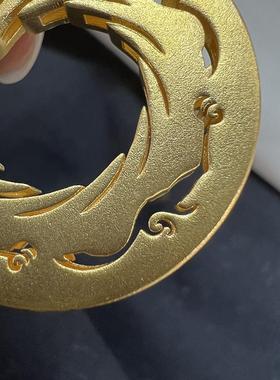 商周三星堆复刻同款太阳神鸟项链博复古国风古典文化18k金色吊坠