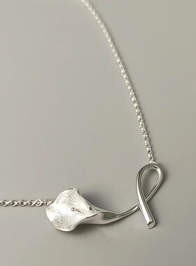 小众设计款我的爱恋马蹄莲项链银色优雅气质花朵精美气质锁骨链