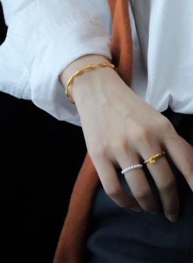 古法黄金色珐琅锦鲤戒指爆闪小众轻奢好运寓意时尚百搭轻奢饰品