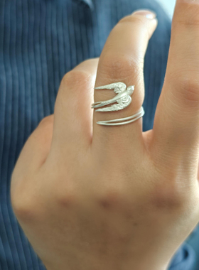 新中式微风燕子斜归燕戒指复古精致优雅古典风格气质国风百搭气质