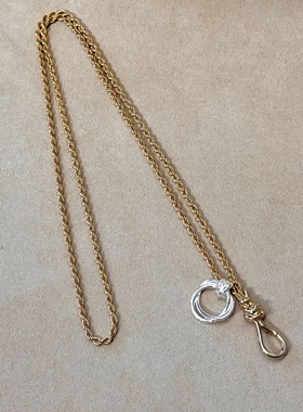 新款新中式分色间金锁扣项链耳环手链18k金色色复古风高级锁骨链