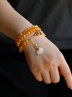 古法珐琅彩葫芦多宝项链女蜜蜡珠一款多戴手链毛衣链仿和田玉锁包