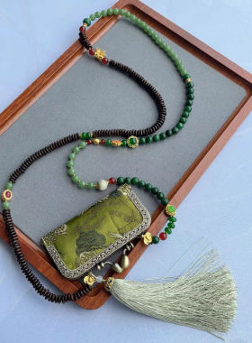 新中式国风复古菩提刺绣口红包多用斜挎链复古撞色国潮配饰礼物女