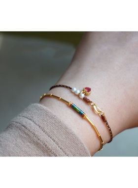 烧蓝竹节手链手绳黄金黄金复古