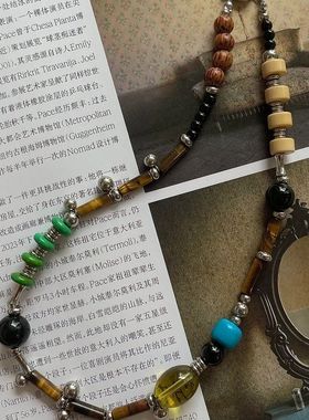 新中式多宝玛瑙仿水晶项链女国风波西米亚风彩宝多巴胺串珠锁骨链