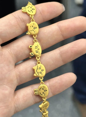 黄金色小众轻奢手链手链乌萨奇小八吉伊可爱高级闺蜜礼物设计百搭