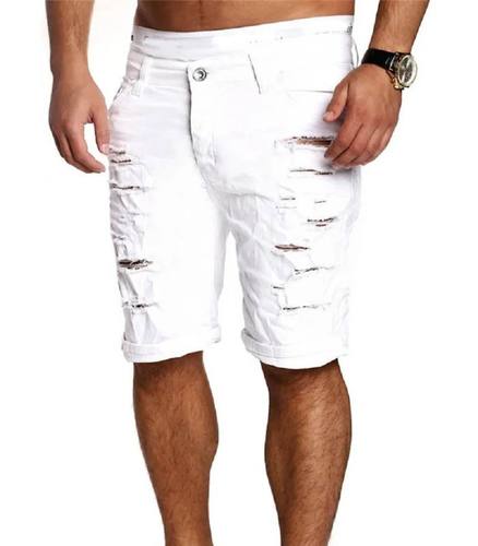 Mens Denim Chino fashion shorts Washed denim Boy Skinny Runw-图0