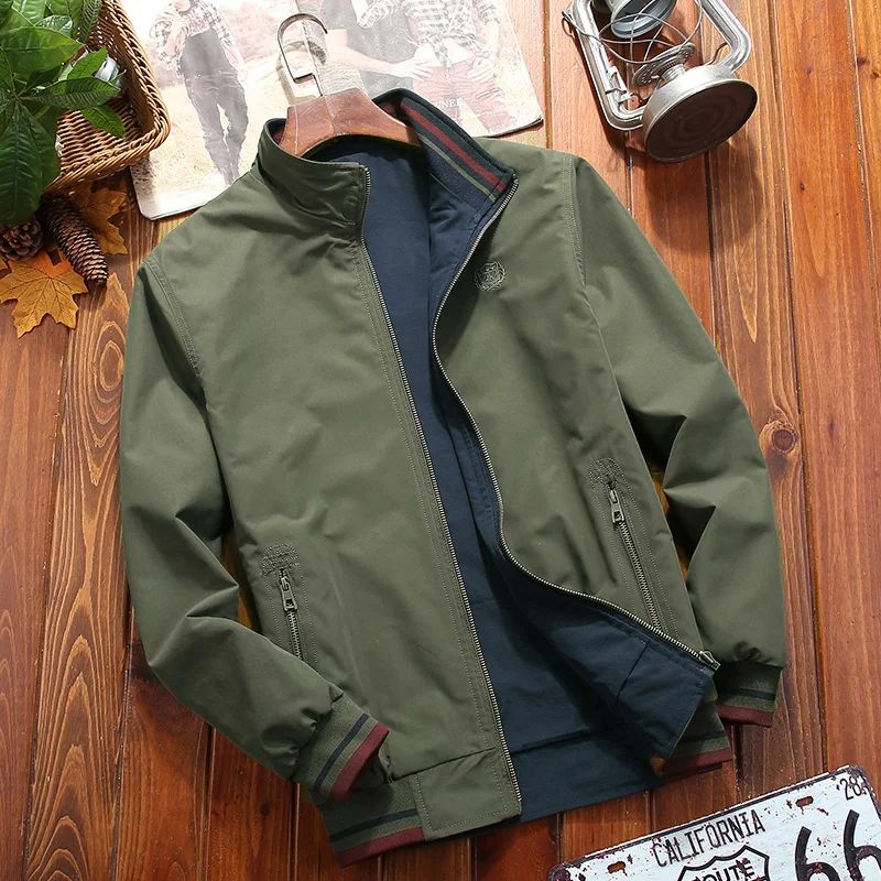 Men's Windbreaker Double-sided Wear Jackets Men Baseball Pil - 图1