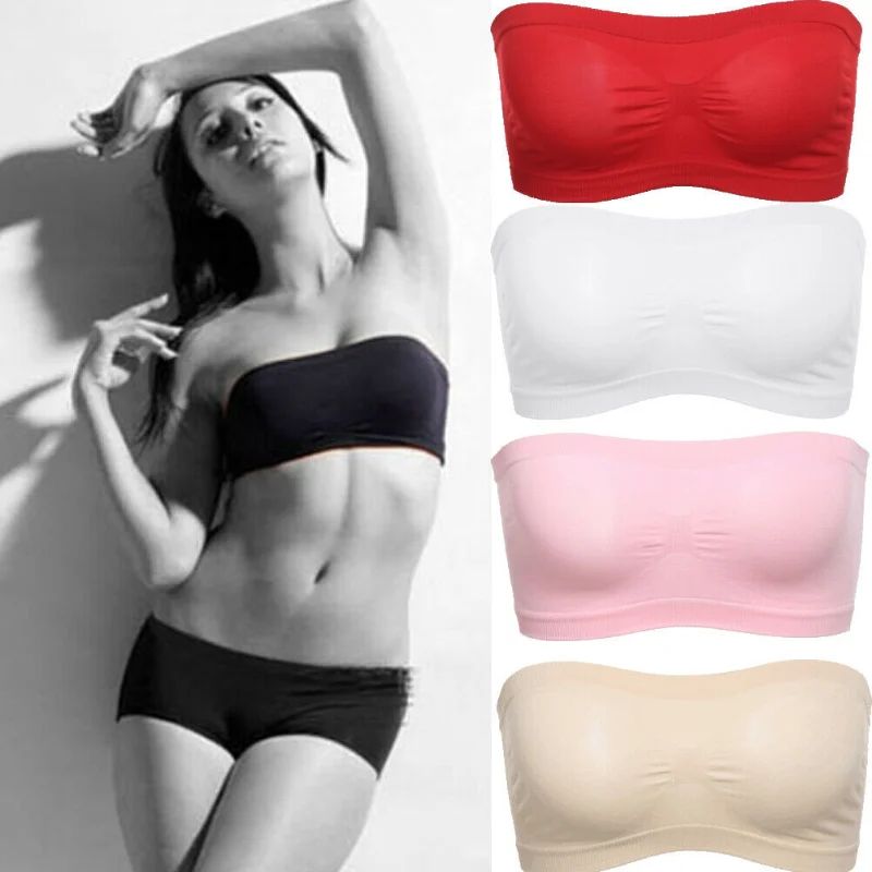 Women Seamless Invisible Bra Tube Top Underwear Lady Crop To - 图1