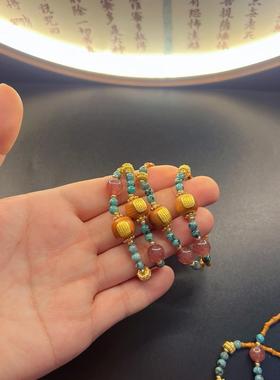 小红书同款橄榄核竹节五条经文佛珠手链新中式石元宝招财手串女