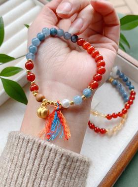 大鱼海棠手链直播网红爆款引流南红玛瑙跑环双圈流苏柿子手串串珠