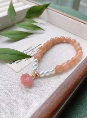 太阳石橙月光手链直播带货手串原创天然设计款小众饰品串珠女