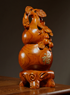 花梨木质雕刻葫芦摆件实木多子多福家居客厅玄关装饰红木工艺礼品