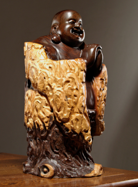 黑檀木雕弥勒佛根雕摆件天然树根笑佛工艺品红木家居客厅装饰礼品