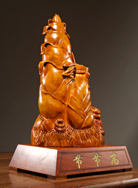 花梨木雕节节高竹子摆件寓意步步高升家居客厅装饰摆设开业送礼品