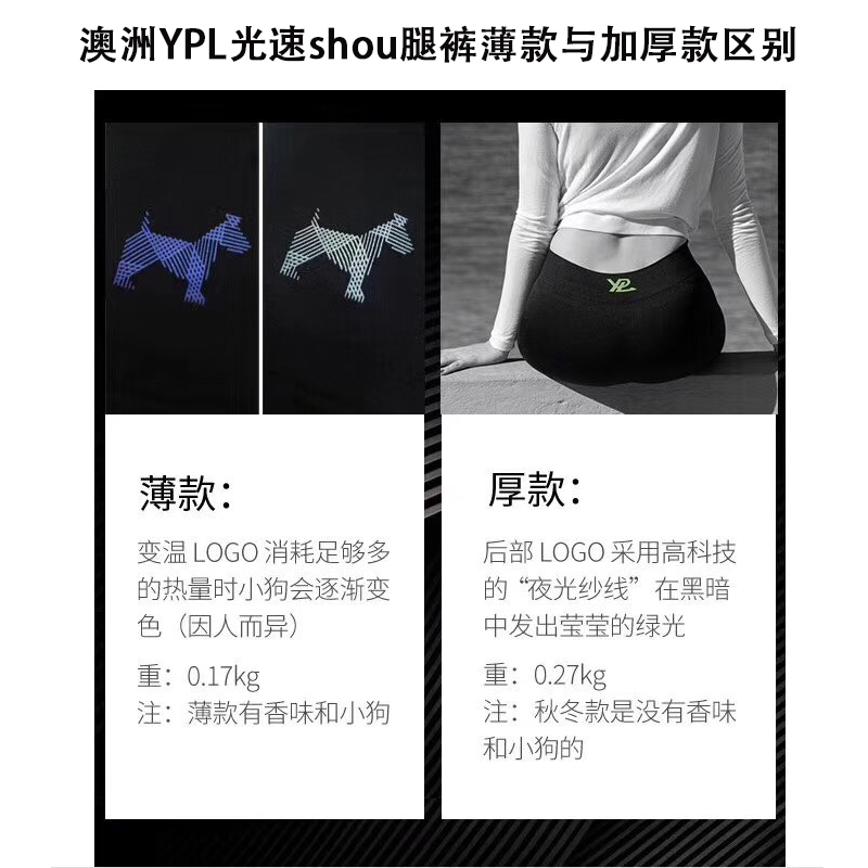 正品澳洲YPL光速瘦身裤瘦腿女高腰收腹健身瑜伽打底薄/秋冬加厚款-图0