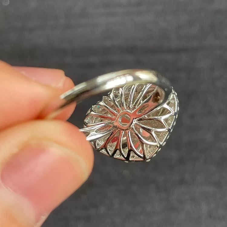 冰种满阳绿如意翡翠戒指 18k金钻石镶嵌万事如意指环女士对戒配证 - 图2