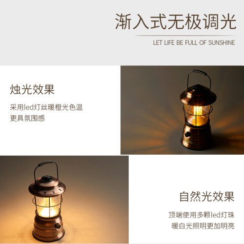 山力士星野营地灯户外复古露营灯照明帐篷氛围灯挂式LED野营灯 - 图1