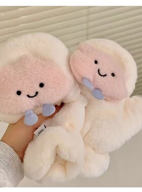 可爱毛绒手套女冬季防风保暖