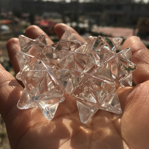 赤诚晶石天然白水晶梅尔卡巴吊坠粉紫茶水晶月光石六芒星梅塔特隆 - 图0