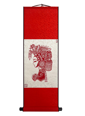 中国风蔚县剪纸画窗花成品装饰画轴国粹脸谱人物出国外事礼品