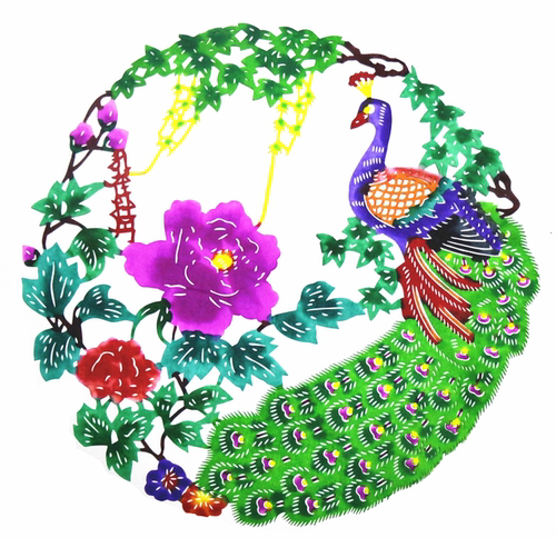 马年蔚县剪纸彩色窗花特色 作品装饰画 彩色喜庆单张剪纸出国礼品 - 图2