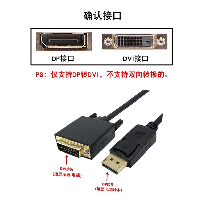 DisplayPort转DVI线公对公连接线主动式带芯片大DP转DVI线1.8/3米 - 图2