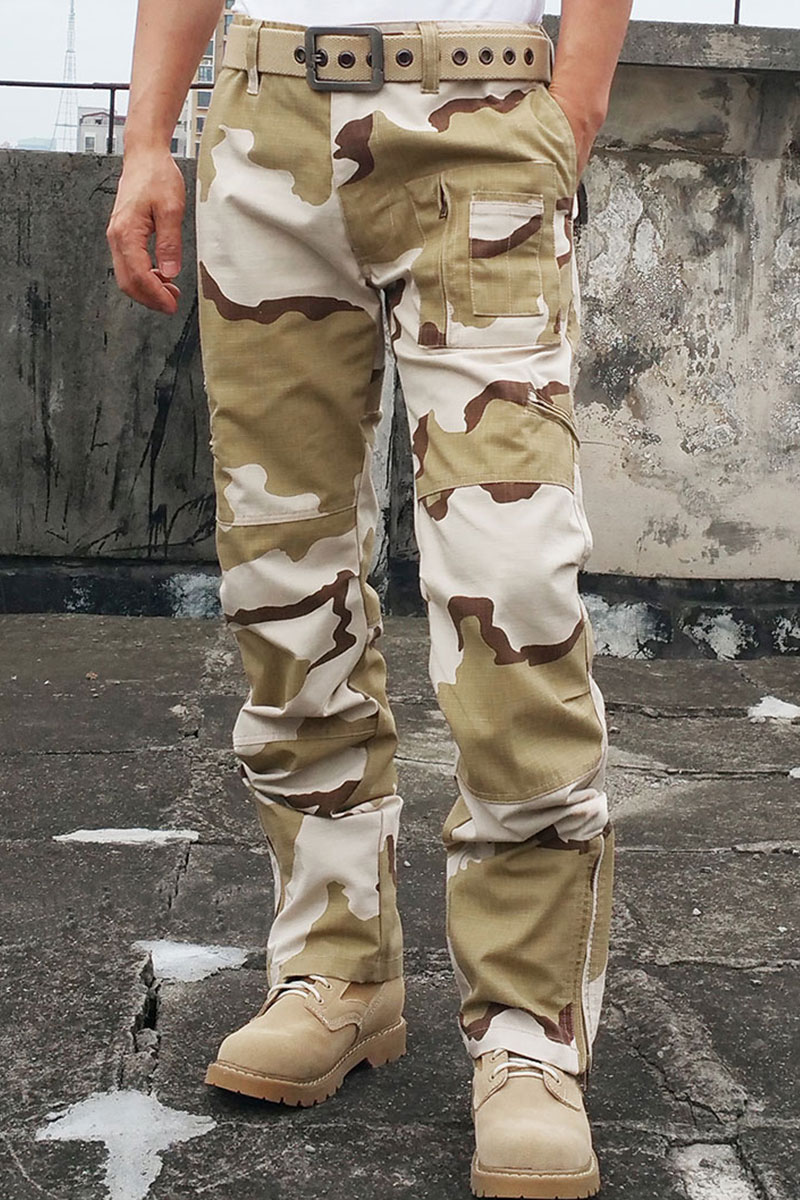 男款迷彩休闲裤春秋户外军迷束脚宽松多口袋战术裤工装裤三沙 迷 - 图0