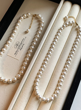 珍珠项链轻奢小众串珠锁骨链